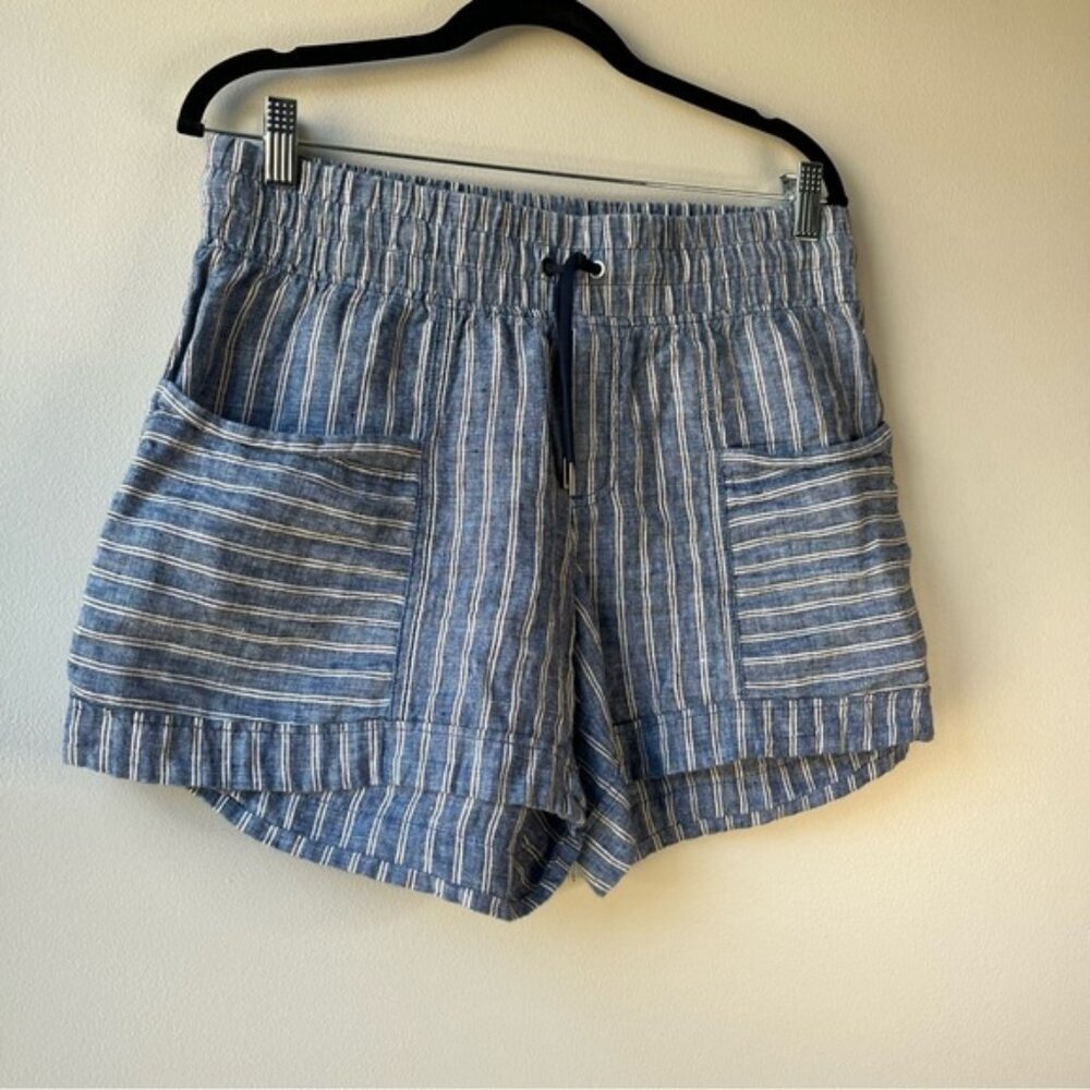 COPY - Athleta Women’s Cabo Tide Blue & White Striped Linen Shorts Sz 10 Tall